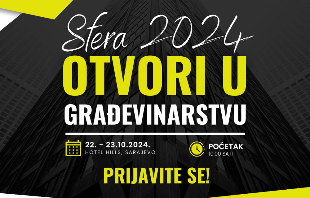 Prijavite se na konferenciju i sajam "Sfera 2024: Otvori u građevinarstvu"